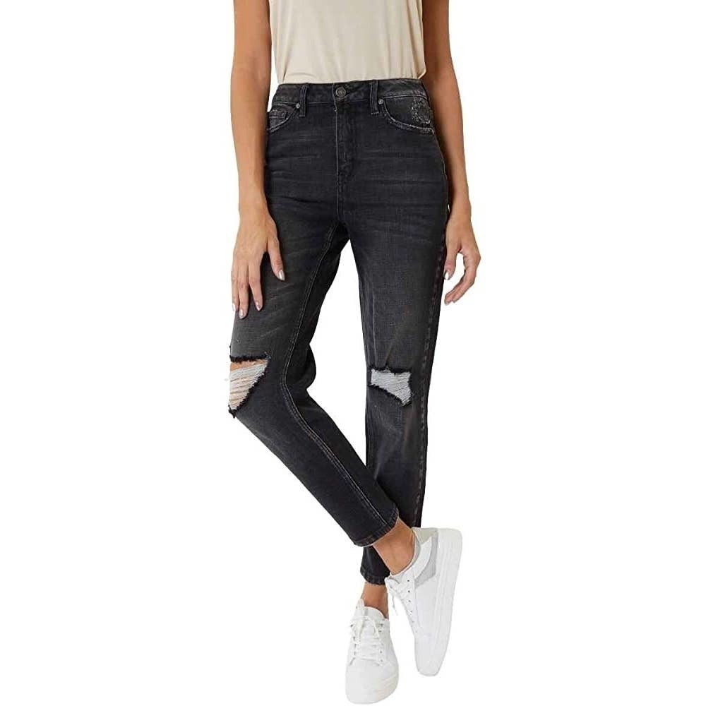 KanCan High Rise Distressed Mom Jeans Size 7 27